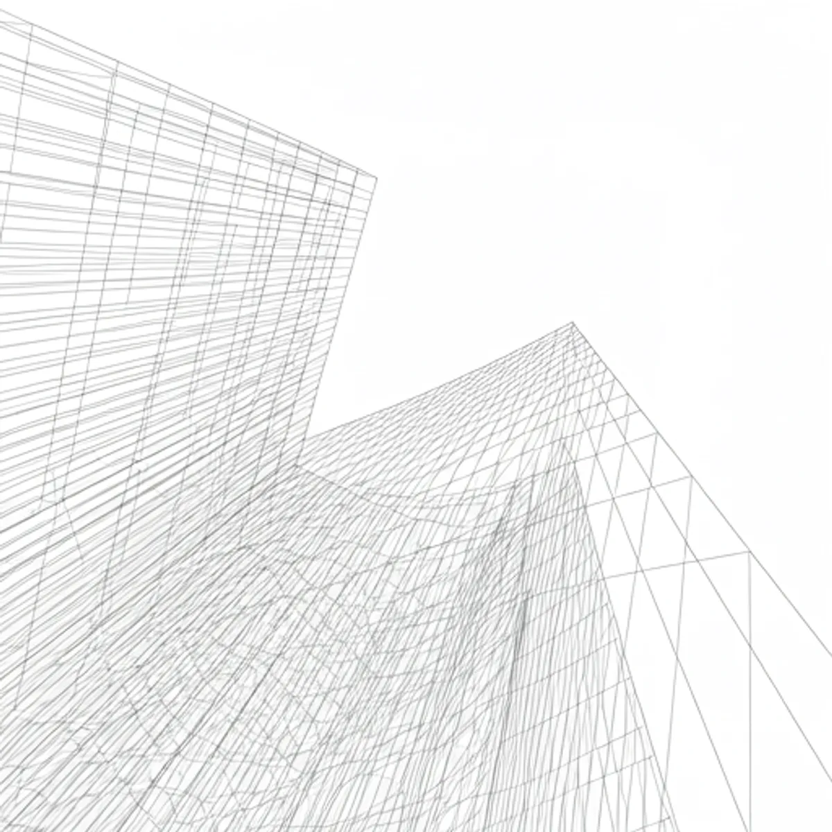 Minimalist white architectural curves with soft shadows and bright airy atmosphere under a pale blue sky